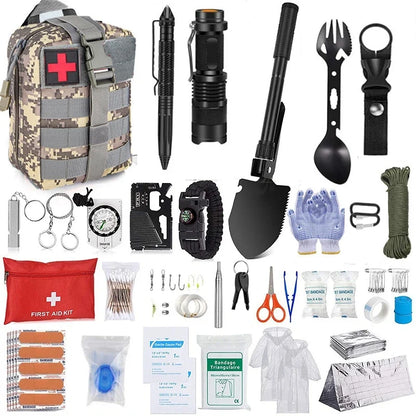 Emergency Trauma Survival Kit - Outdoor Camping First Aid Bag with SOS Wilderness Gear and Emergency Tools