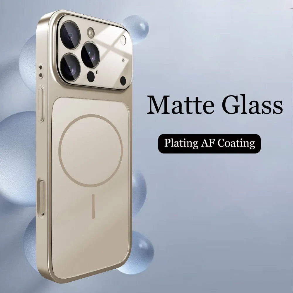 Original Glass Nano Matte Case – Magnetic MagSafe Wireless Charging Armor Cover for iPhone 17 Pro Max, 16, 15, 14, 13 Pro Max, 17 Air