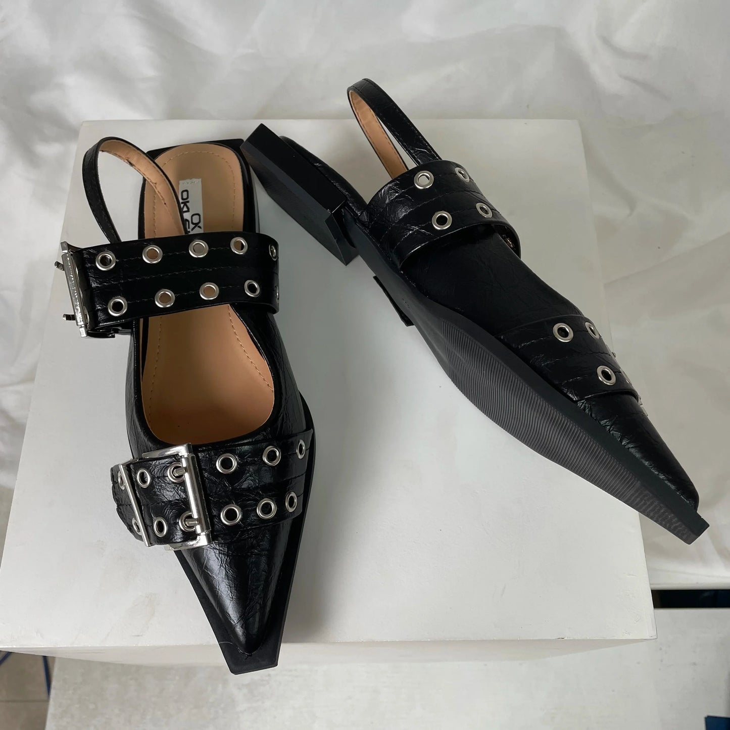 Women’s Pointed Toe Slingback Sandals – 2025 Spring Fashion Flats, Large Sizes