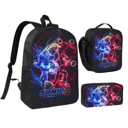 3-Piece Student Backpack Set - Cartoon School Bag with Lunch Bag and Pencil Case