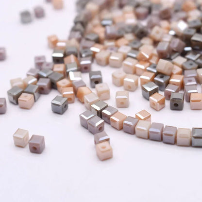 Pink Czech Glass Crystal Beads - 3mm 4mm 5mm Cube Square Candy Seed Beads for DIY Jewelry Making Charms