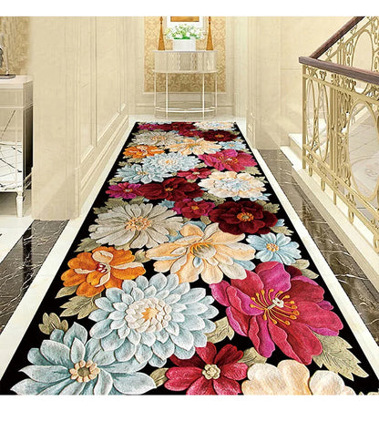 Luxury Classical Corridor Rug — Crystal Velvet Soundproof Washable Carpet for Villa & Hotel Hallway
