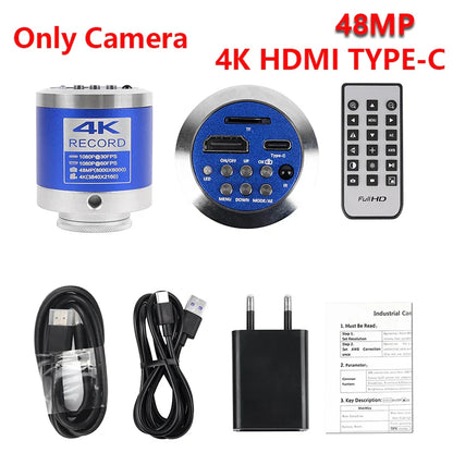 1080P 4K Digital Microscope — Full HD Industrial C-Mount Camera for PCB Welding & Mobile Phone Repair Stand