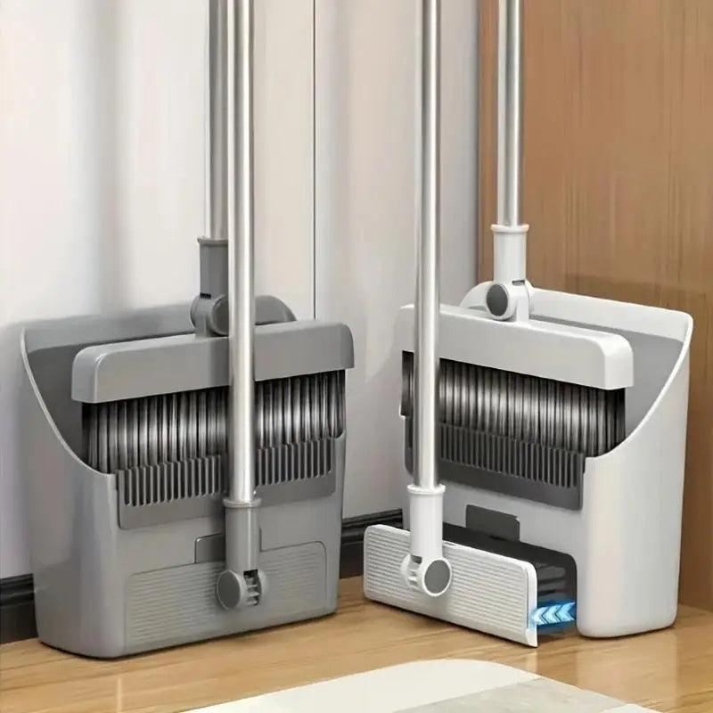 3-in-1 Folding Broom & Dustpan Set - Multi-Surface Floor Cleaning Brush with Strong Bristles