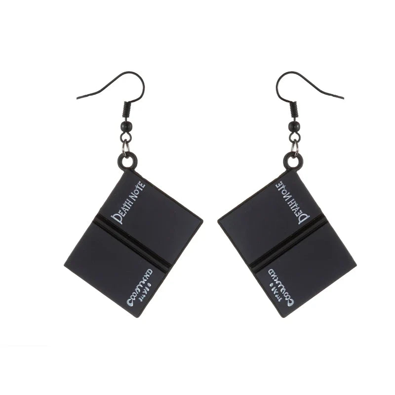 Death Note Anime Book Drop Earrings - Black L Cosplay Jewelry Birthday Gift