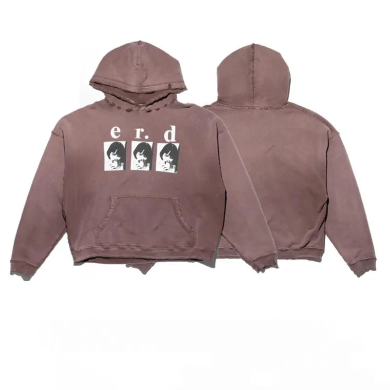 2025SS Ripped E.R.D. Hoodie – Men & Women Slogan Print Short Wide Sweatshirt