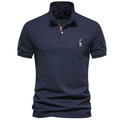 AIOPESON Men's Cotton Polo Shirt - Short Sleeve Solid Color Summer Casual Polo Top