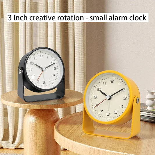 Creative Metal Minimalist Silent Alarm Clock – Small Quartz Desktop Clock for Student Desk, Room & Office Decor