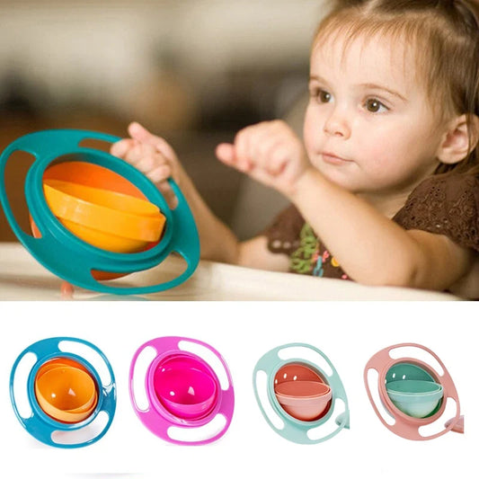 Universal 360° Spill Proof Gyro Bowl - Rotary Balance Feeding Dish for Babies & Kids