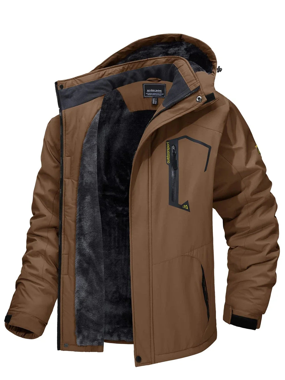Men’s Fleece Lined Mountain Jacket - Removable Hooded Winter Ski, Snowboard and Hiking Parka Coat