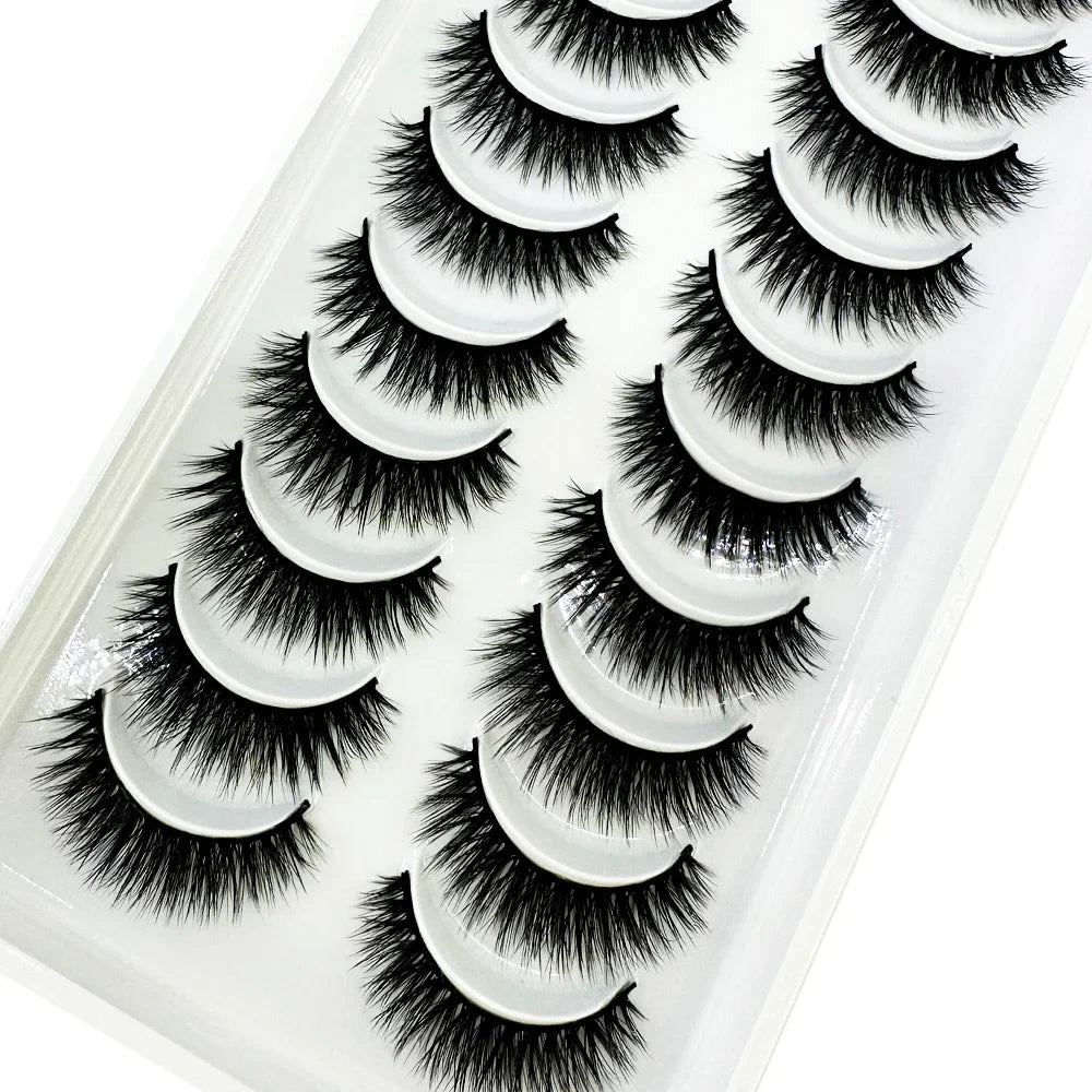 5/10 Pairs 3D Mink False Eyelashes – Wispy Handcrafted Full Strip Short Natural Lashes for Makeup