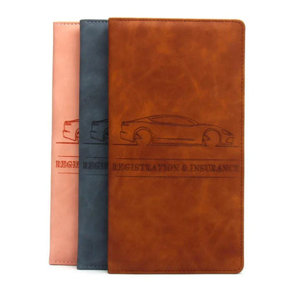 Leather Car Registration & Insurance Holder – Men's Driving License Cover, Auto Documents & Credit Card Storage Bag