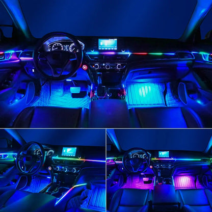 6/10/14/18 in 1 RGB LED Car Ambient Light - APP Controlled Acrylic Interior Atmosphere Strip with 64/213 Color Symphony Lighting