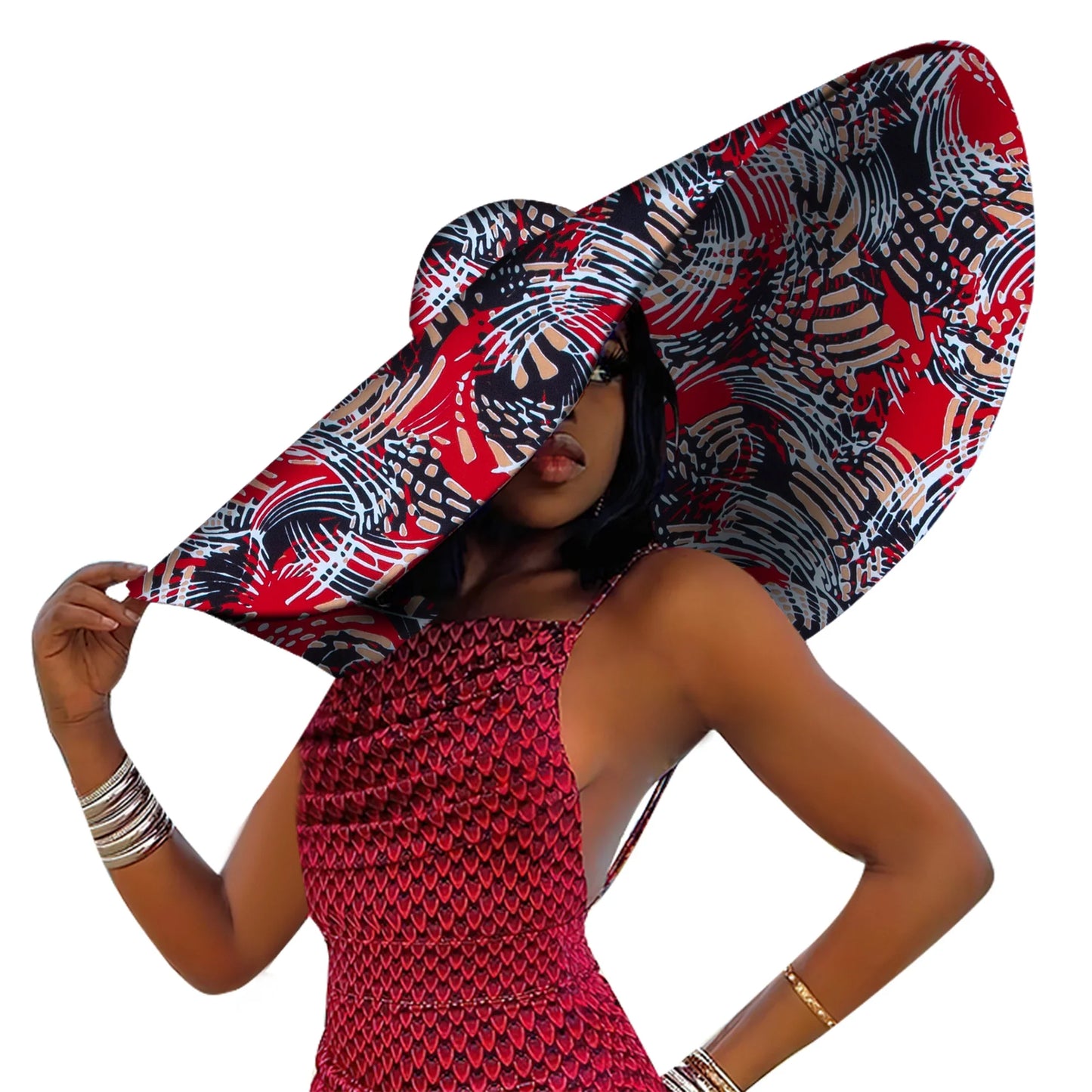 African Ankara Sun Hat - Women's Large Brim Summer Beach Hat