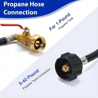 Propane Tank Refill Adapter Kit - 3ft Hose with Safety Shutoff Valve for 1 lb Bottles