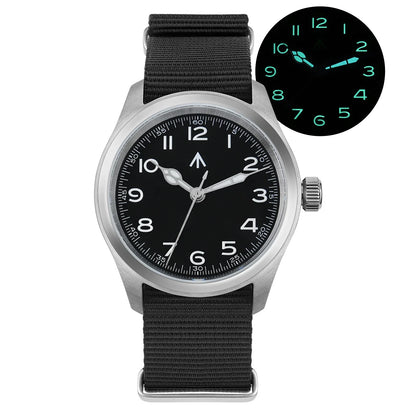 Militado ML08 Vintage Quartz Watch - VH31 Movement 38mm Sapphire Crystal Wristwatch with C3 Green Luminous Dial