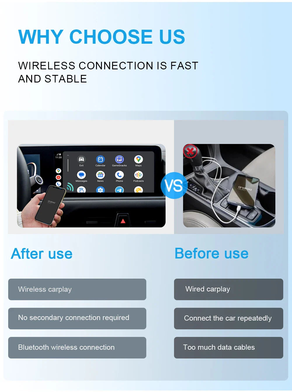NEW 2-in-1 Mini Wireless CarPlay & Android Auto Adapter – Wired to Wireless Plug & Play for 99% OEM Cars