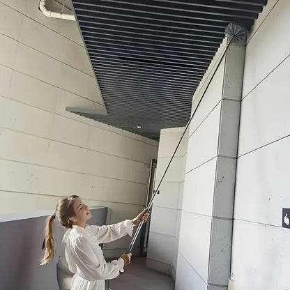 2-in-1 Telescopic Cleaning Pole - Extendable 5M Stainless Steel Duster & Spider Web Remover