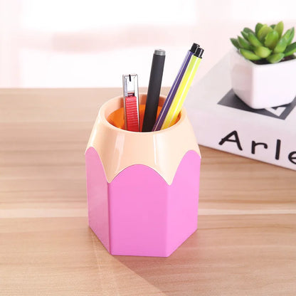 Cute Pencil Holder Desk Organizer - Large-Mouth Storage Box for Pens, Stationery & Makeup Brushes