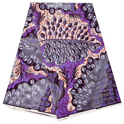 Shine African Ankara Wax Fabric - 6 Yards 100% Cotton Hot Stamping Print for Party Dresses, Sewing & Crafts