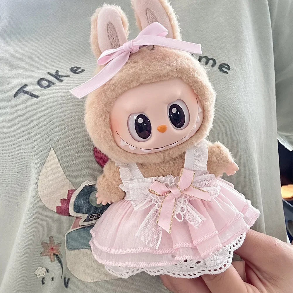 17cm Mini Doll Clothes Set – Kpop EXO Labubu Idol Raincoat, Love Bear Dress & Hat Accessories, Clothing Gift