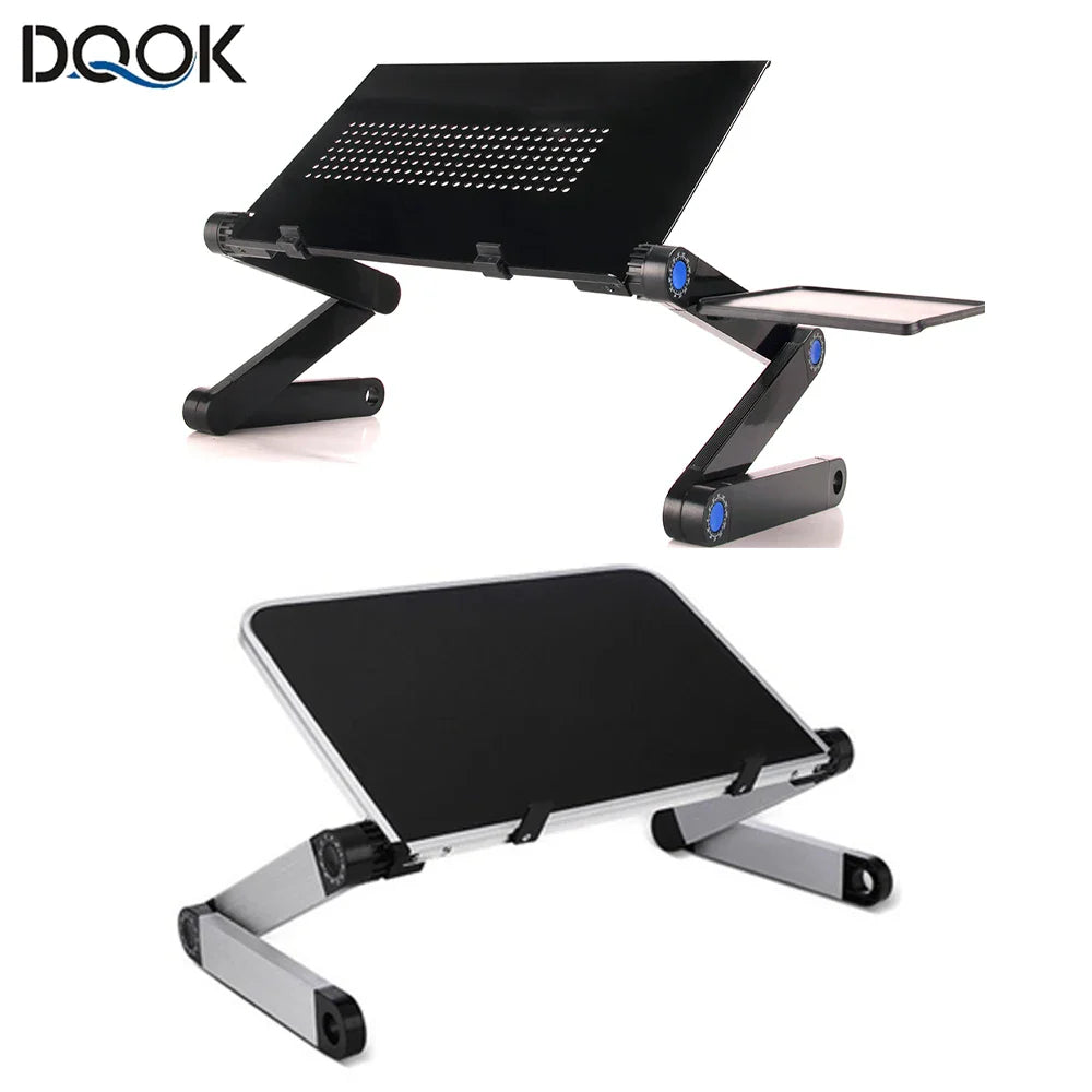 Adjustable Aluminum Laptop Desk Stand - Portable Ergonomic Lapdesk with Mouse Pad for Bed, Sofa, and TV Viewing