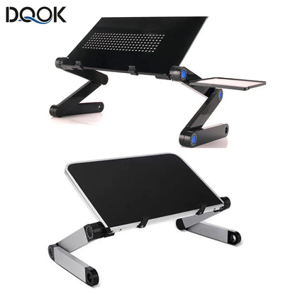 Adjustable Aluminum Laptop Desk Stand - Portable Ergonomic Lapdesk with Mouse Pad for Bed, Sofa, and TV Viewing