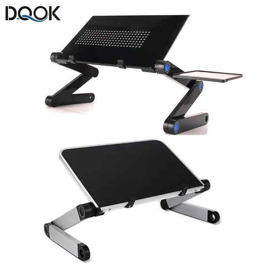 Adjustable Aluminum Laptop Desk Stand - Portable Ergonomic Lapdesk with Mouse Pad for Bed, Sofa, and TV Viewing