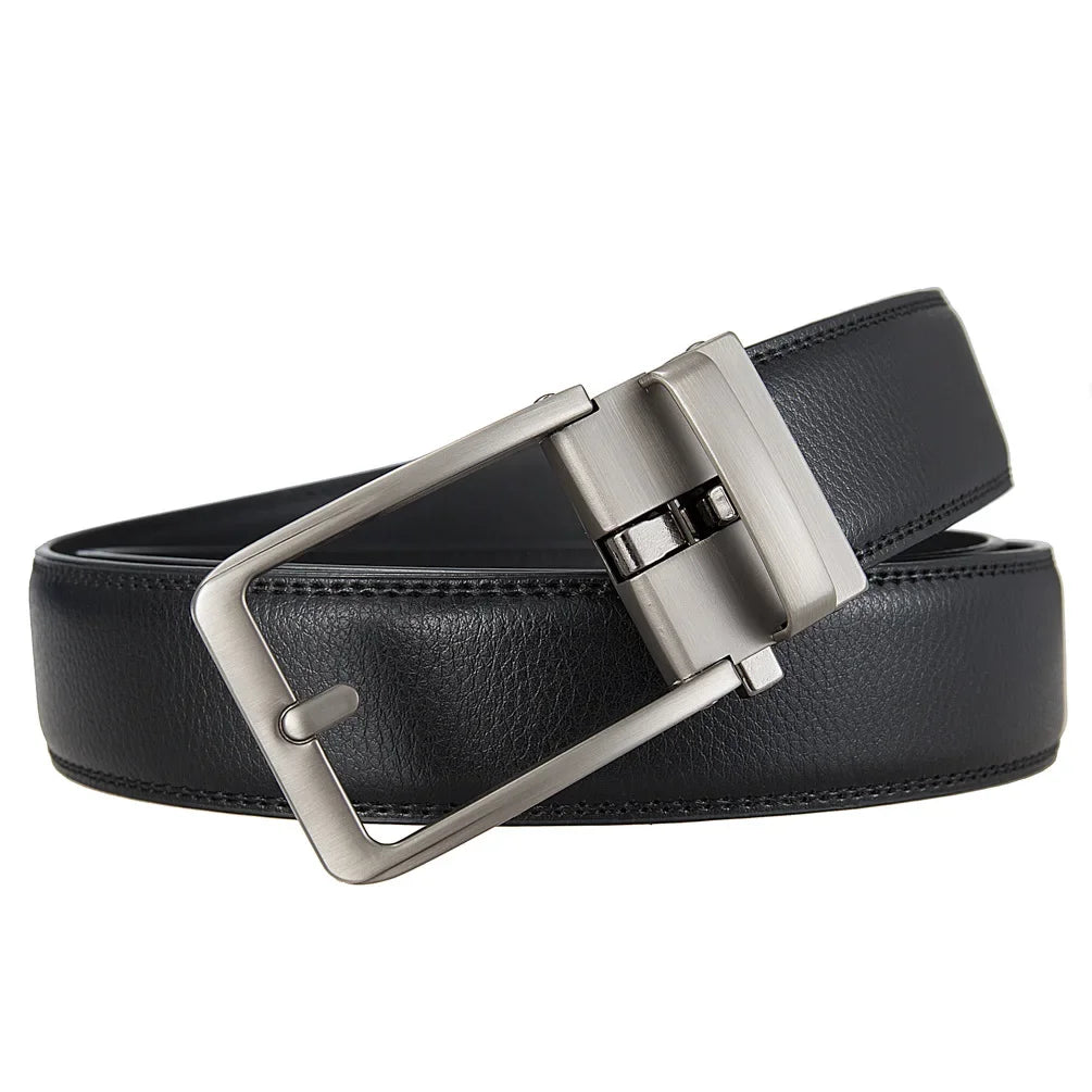 Click Belts for Men — Luxury Designer Genuine Leather Belt with Automatic Buckle, High-Quality Fashion Waist Strap