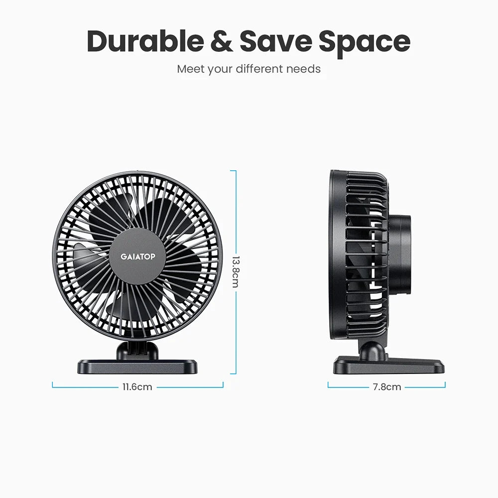GAIATOP Mini USB Desktop Fan – Portable Quiet Cooling Fan with 3-Speed Adjustment for Home and Office Use