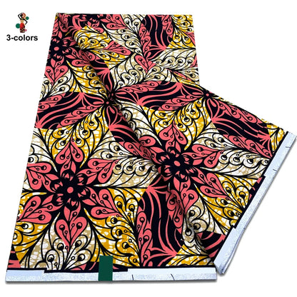 African Ankara Wax Fabric - 100% Cotton Soft Pink Pagne Fashion Print