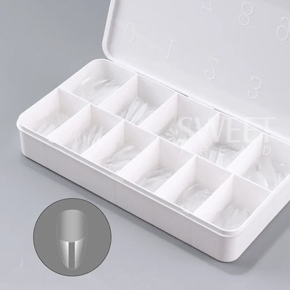 550pcs Soft Gel Nail Tips - Medium Short Almond & Coffin Full Cover Press On Nail Extension Kit
