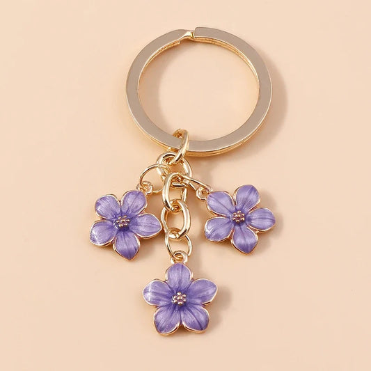 Sakura Flower Enamel Keychain - Colorful Cute Key Ring Handbag Accessory Gift for Women & Girls