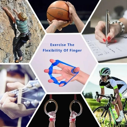 Silicone Finger Gripper - Hand Grip Resistance Band for Gym Workout & Strength Training | Wrist Stretcher & Five Finger Expander