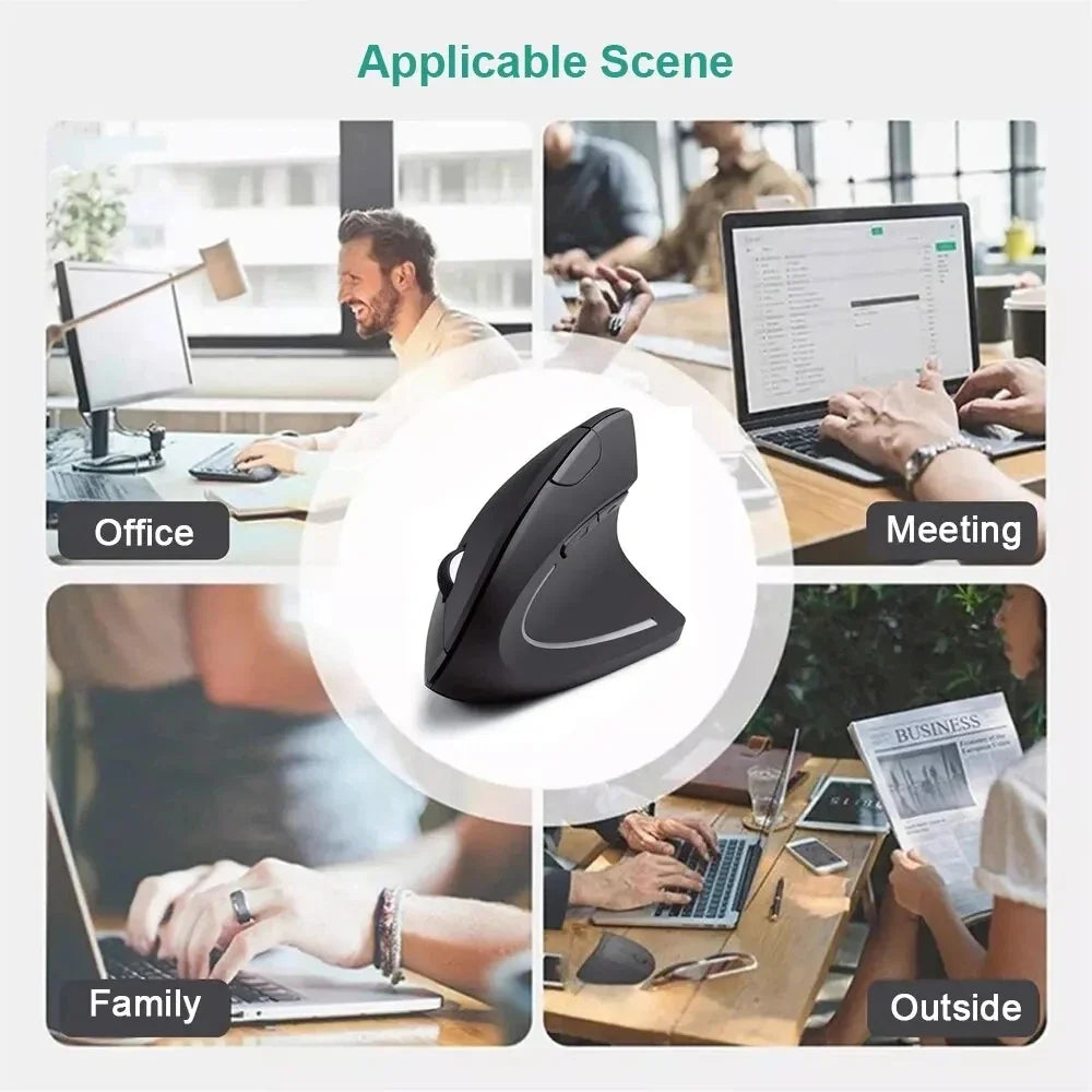 HOMEFISH Ergonomic Wireless Vertical Mouse - 2.4GHz Optical Computer Mouse with Adjustable DPI & 6 Buttons