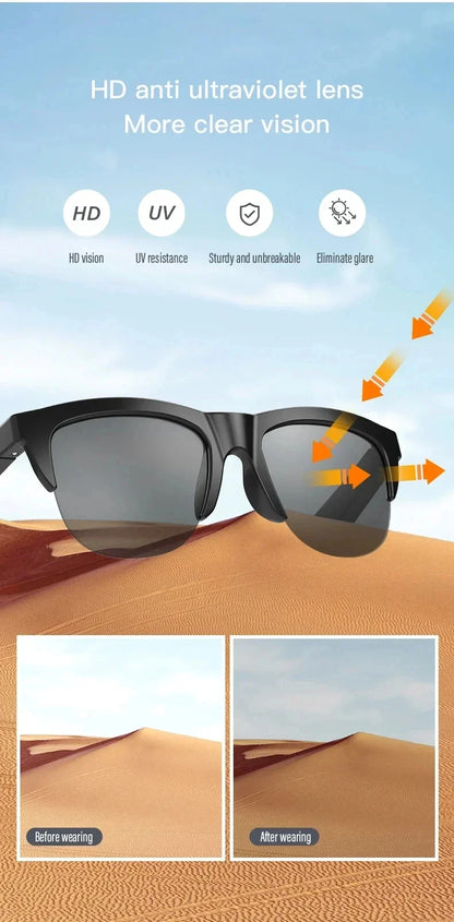 Xiaomi MIJIA Smart Sunglasses — Bluetooth Headphones with HIFI Audio, Blue Light Protection, Waterproof & Anti-UV for Men and Women