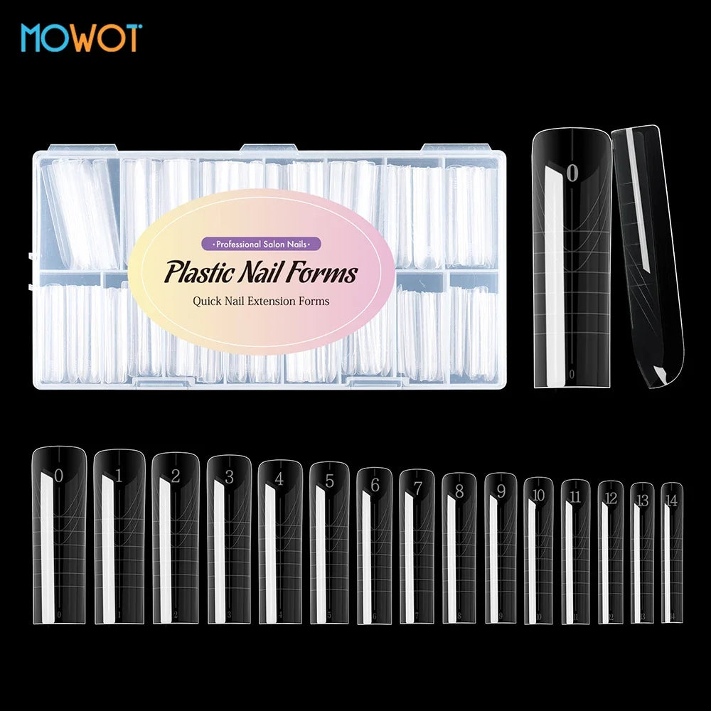 Square Nail Extension Forms - MOWOT Dual Nail Tips Quick Building Gel Molds for Acrylic Full Cover Nails