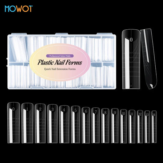 Square Nail Extension Forms - MOWOT Dual Nail Tips Quick Building Gel Molds for Acrylic Full Cover Nails