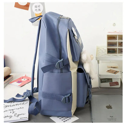 5PCS Backpack Set for Girls – Fashionable High-Capacity Waterproof School, Laptop & Travel Bags