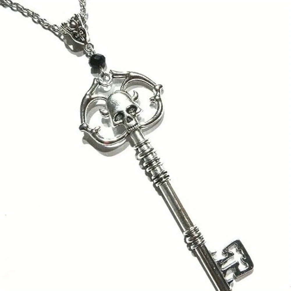 Gothic Skull Lover Key Necklace - Dark Punk Personalized Collar Jewelry Gift