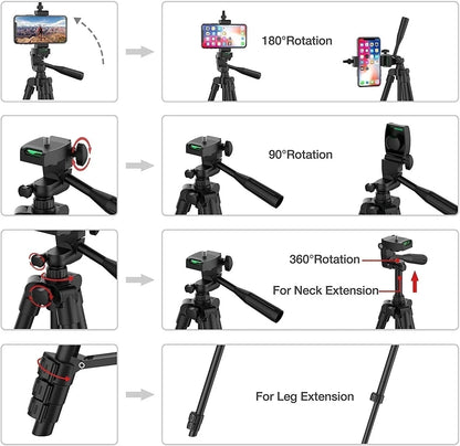 100cm Phone Tripod Stand – Video Recording Tripod with Bluetooth Remote, Universal Camera & Phone Photography Stand