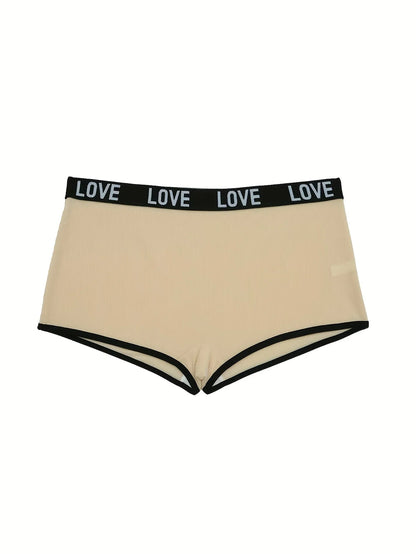 7 Pairs Women’s Lettered Waistband Briefs - Mixed Color Comfortable Sporty Casual Underwear Set