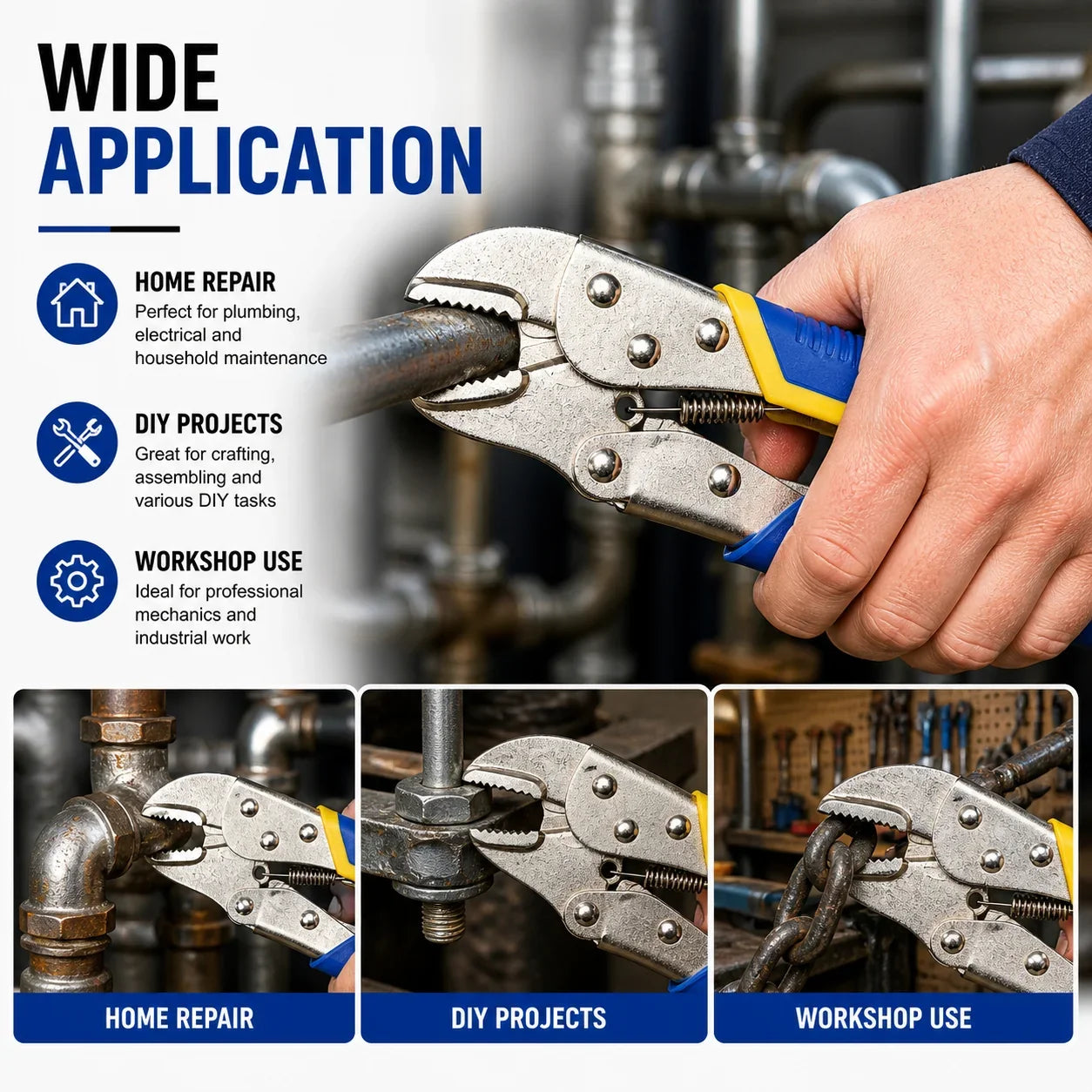 Multi-Function Locking Pliers - Straight & Curved Jaw Adjustable Heavy-Duty Vise Grip Clamp Tool