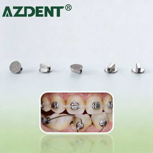 AZDENT 10PCS Orthodontic Lingual Buttons - Bondable Round Mesh Base Single Tube Dental Treatment Accessories