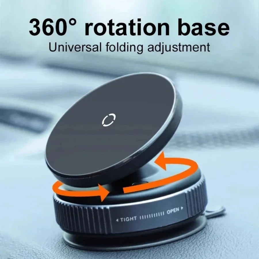 Magnetic Suction Phone Mount - 360° Adjustable Foldable Car Holder with Vacuum Adsorption Bracket for Universal Smartphones