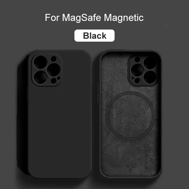MagSafe Magnetic Silicone Case - Original Wireless Charging Cover for iPhone 15 14 13 12 11 Pro Max Mini X XR XS 8 Plus