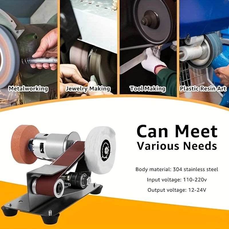 37PCS 3-in-1 Mini Belt Sander Kit — DIY Metal, Wood, Handicraft & Knife Grinding Tool Set