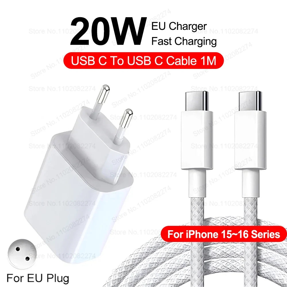 PD 40W Fast Charger - USB-C Charging Cable for iPhone 16/15/14/13/12/11 Pro Max, Plus & iPad Air