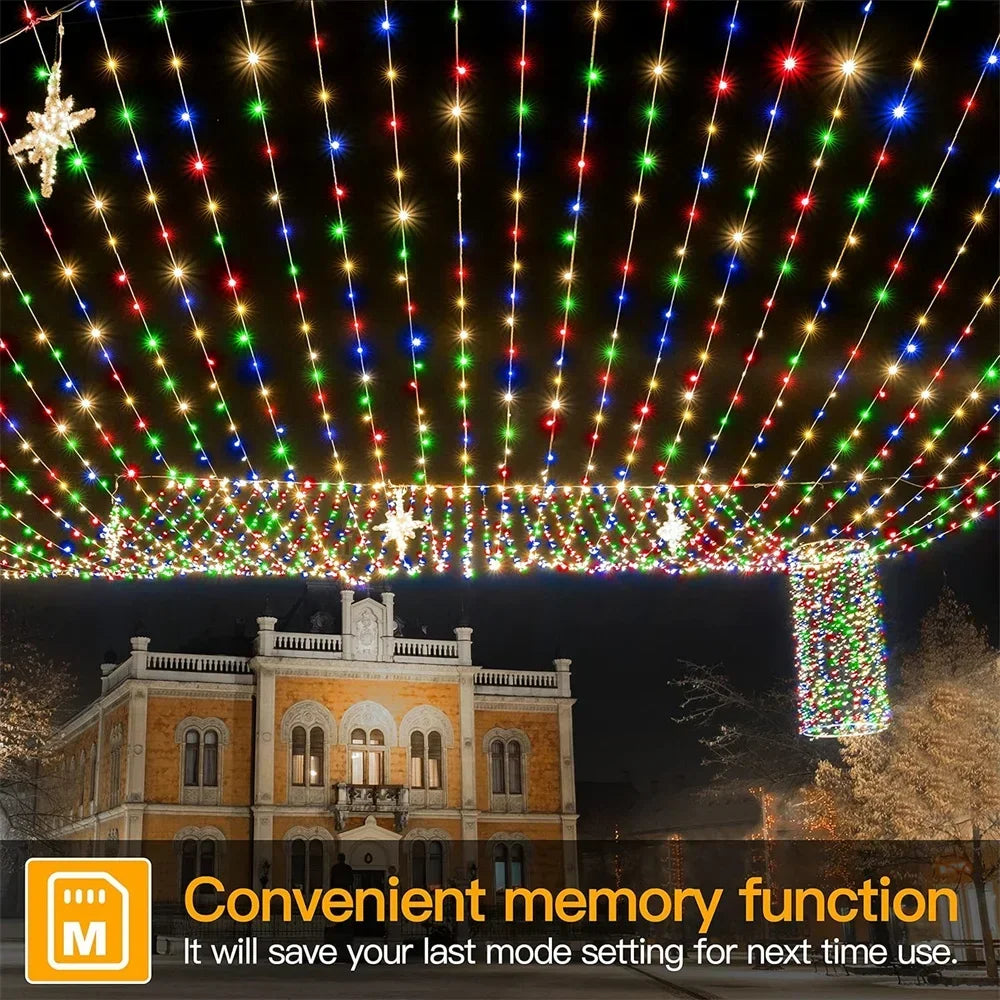 1000 LED Green Wire Fairy String Lights | Waterproof Christmas Tree & Holiday Decor, US/EU Plug 110V/220V