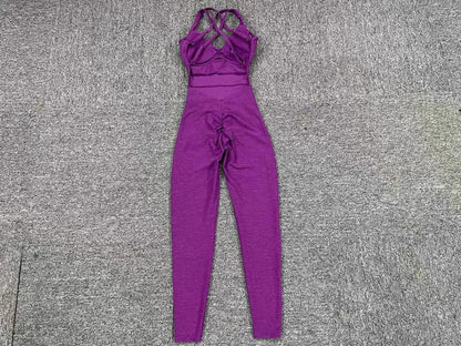 Women’s Black Sporty Jumpsuit – 2025 Workout Yoga Gym Set with Push-Up Fitness Overalls